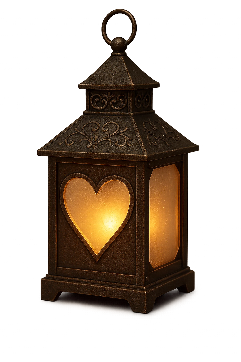 romantic lantern with a heart cutout, no background emoji