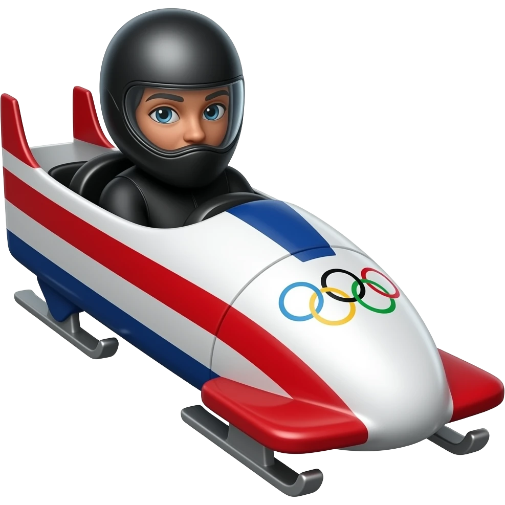USA Olympic red, white, and blue Bobsled with black female inside emoji