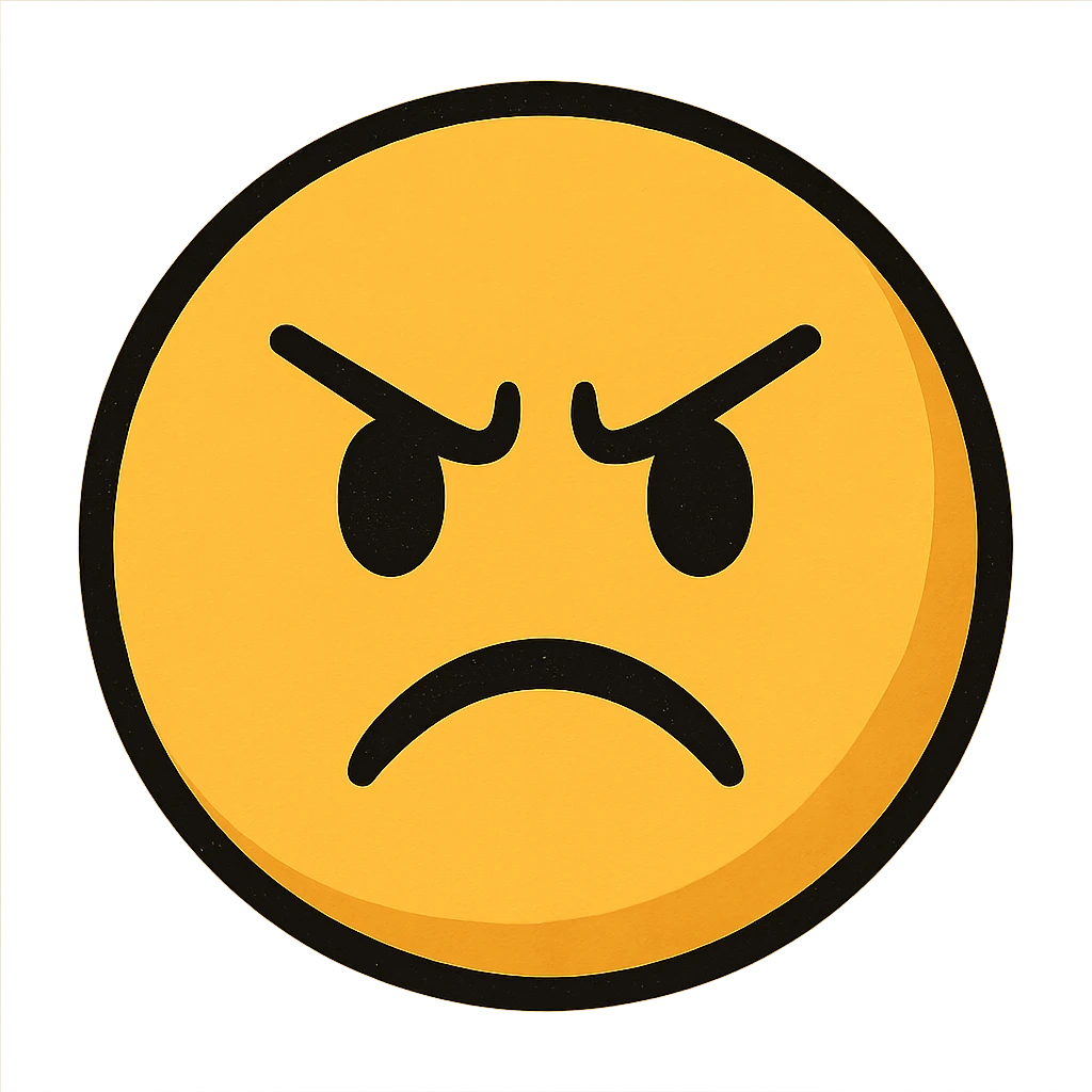 yellow angry face emoji, digital illustration emoji