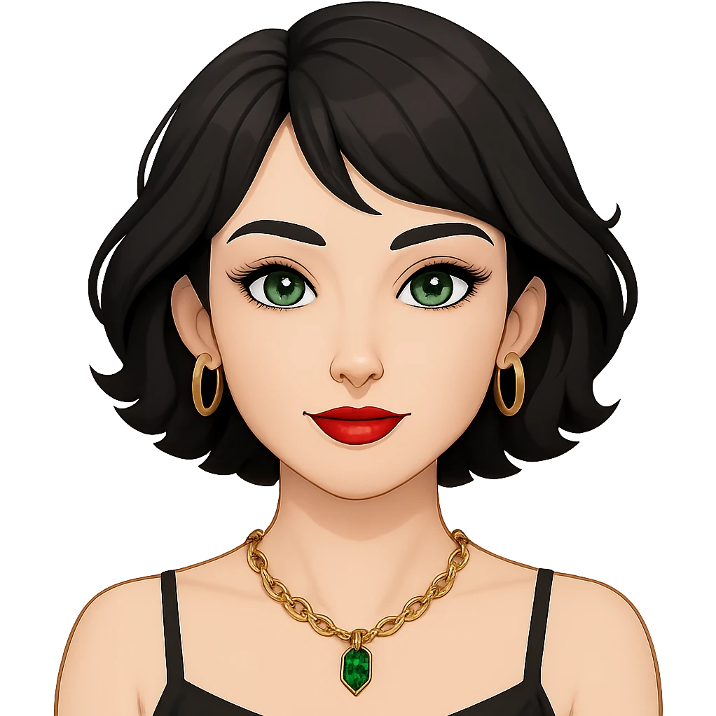 Change the shirt to a black spaghetti strap top. Keep everything else the same. No background. Maintain the original style and details of the image. emoji