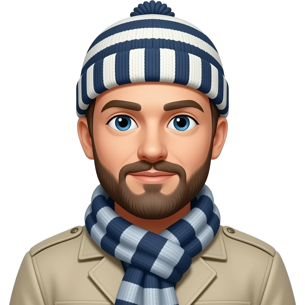 man with Striped Hat and Scarf emoji