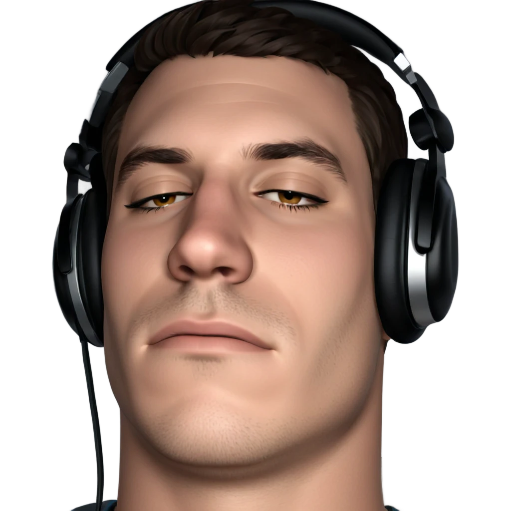 calm boy with headphones portrait emoji