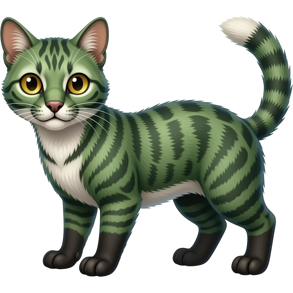 Green genet-Fossa-civet-Feli-mustelid-creature-hybrid, full body emoji