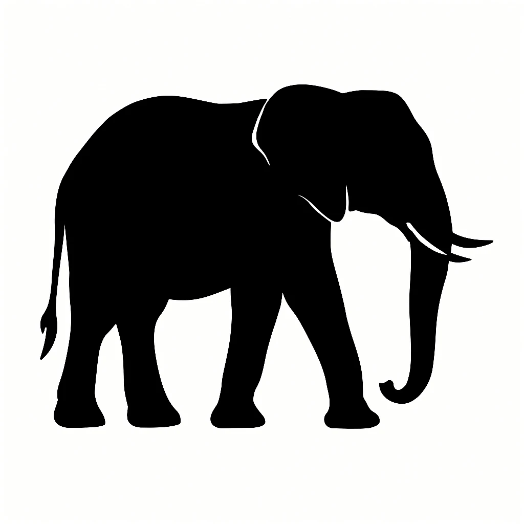 Elephant black silhouette white background emoji