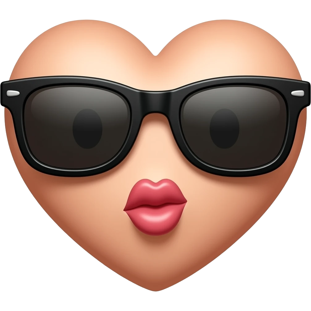 emoji heart shape with sunglasses blowing a kiss emoji