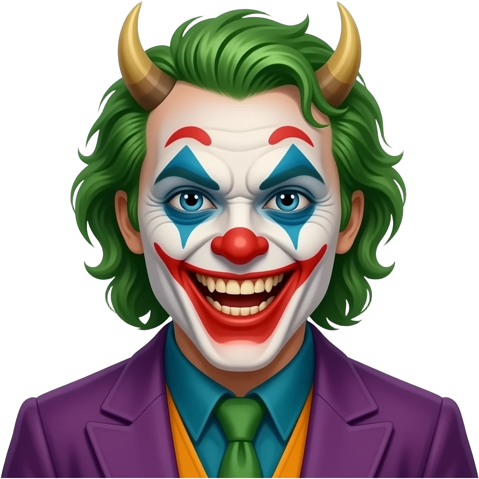 clown démoniaque avec un grimace effrayante, n'est pas joyeux, pas le joker, pas de cornes emoji