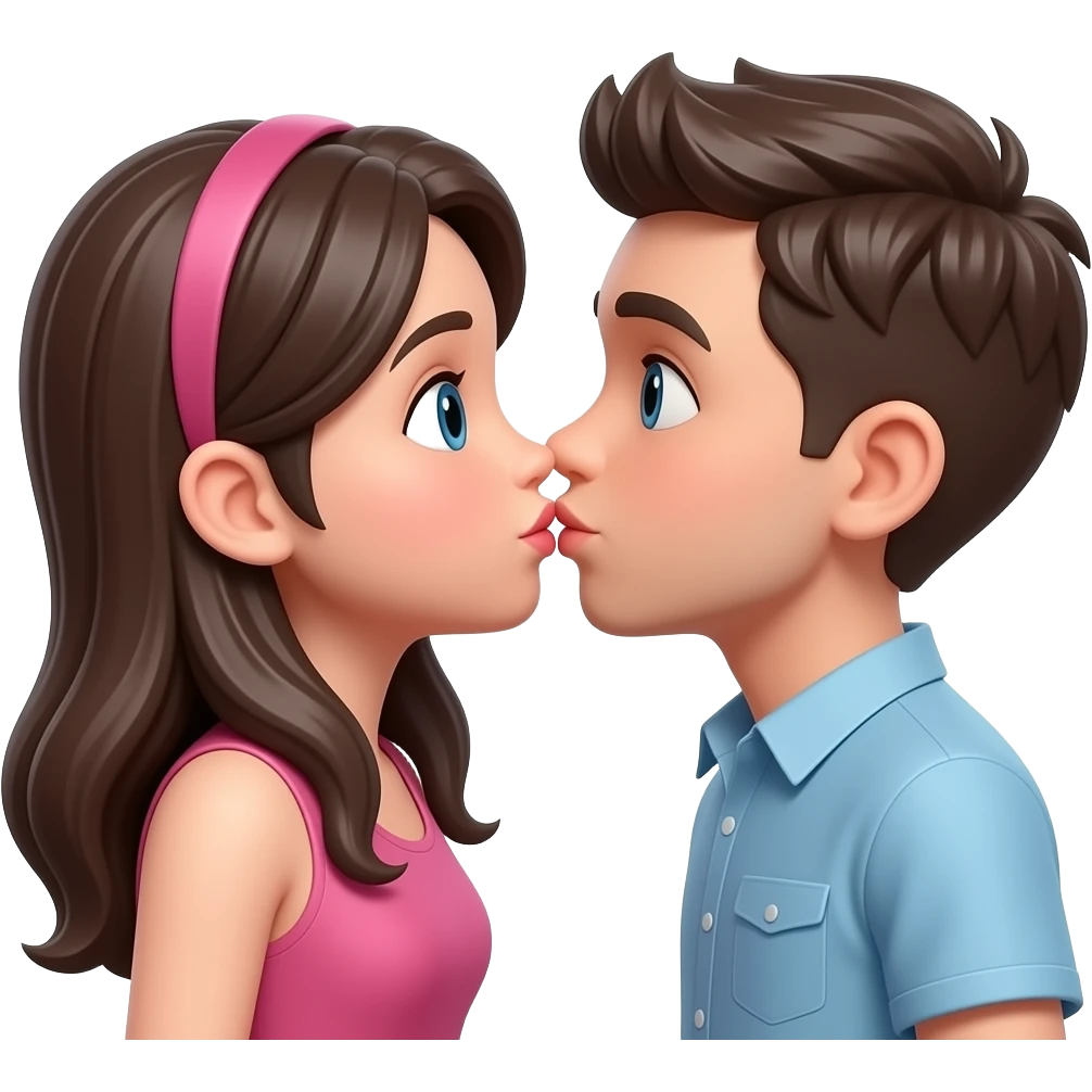 lip kiss girl and boy 3d emoji