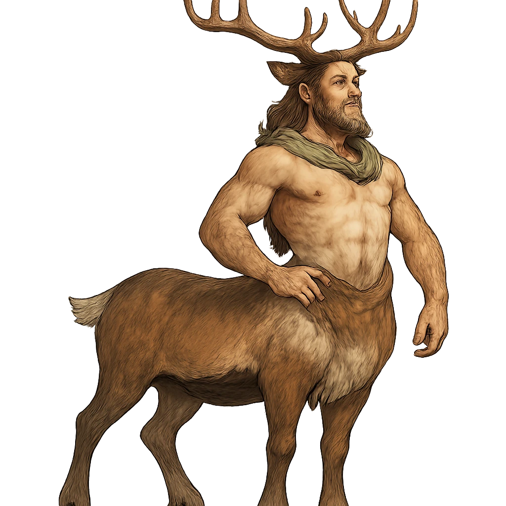 a reindeer-taur, half reindeer and half human, standing proudly, fantasy creature emoji