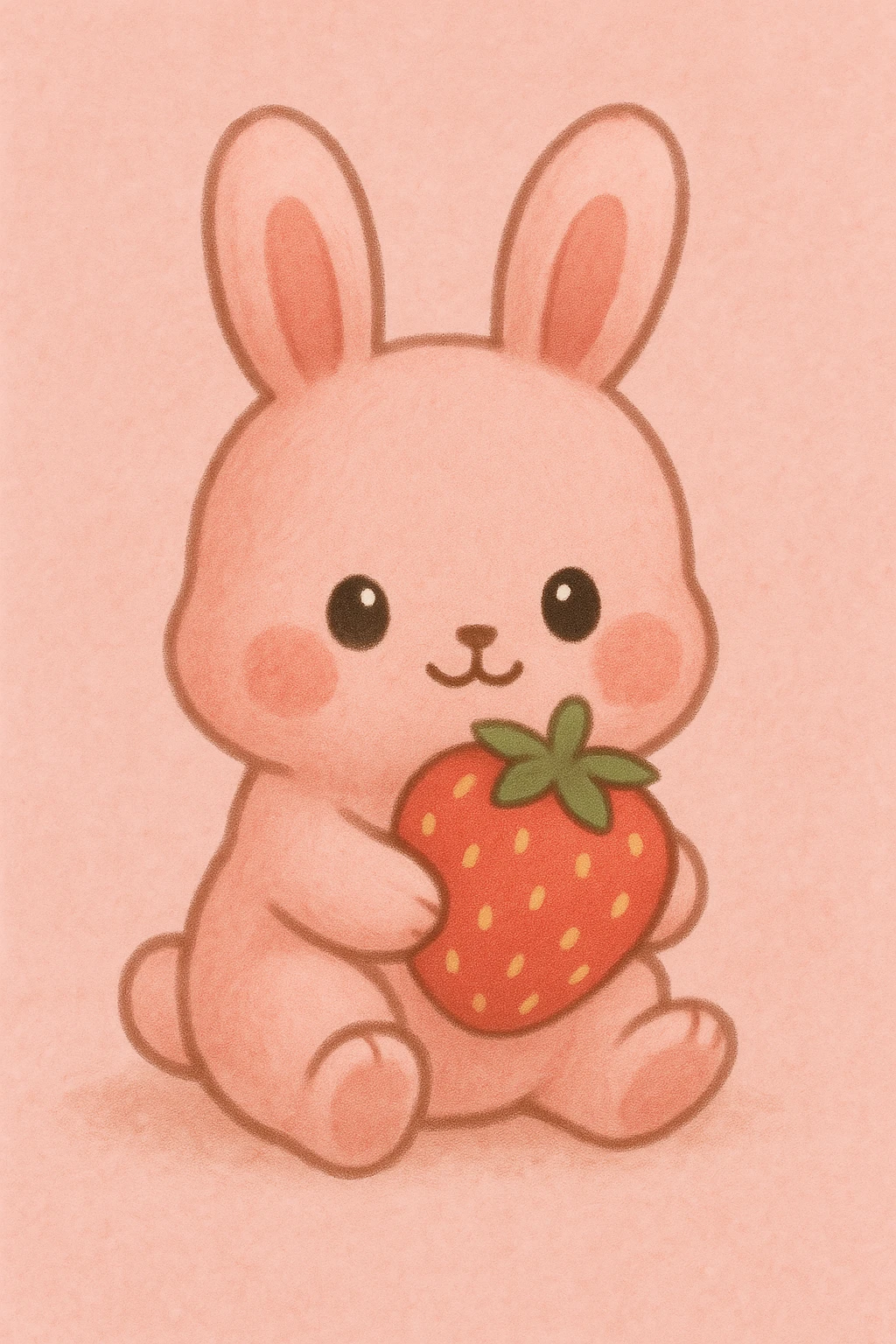 pink bunny holding strawberry emoji