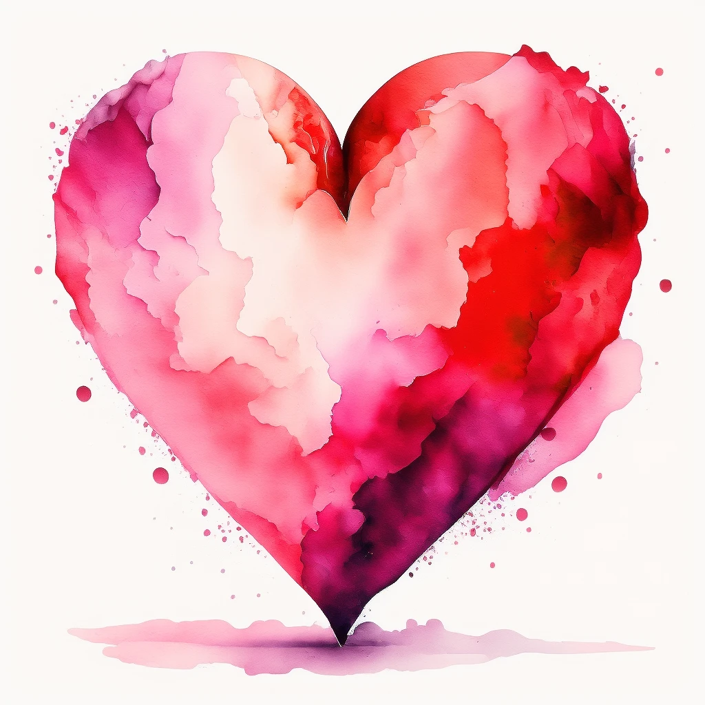 heart with a soft watercolor wash, pink and red tones emoji