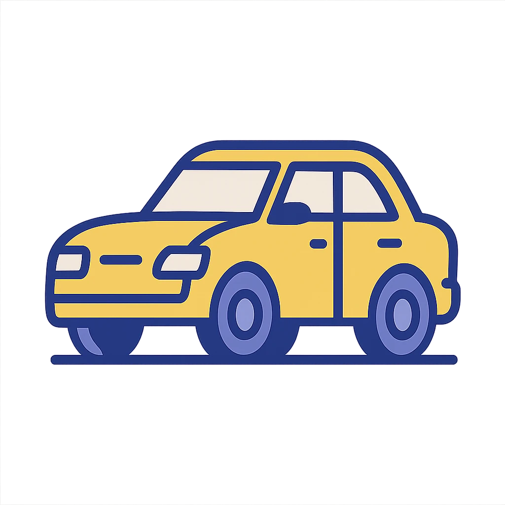 yellow car, modern illustration style emoji