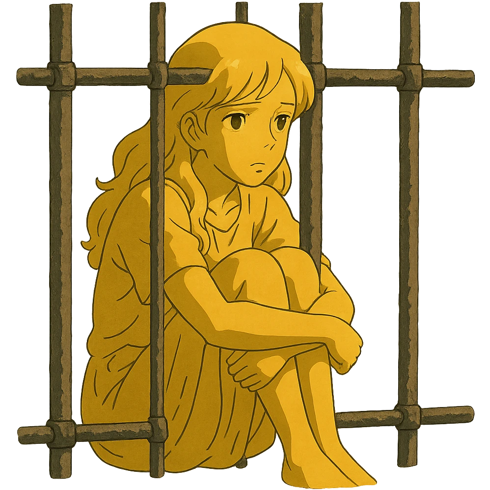 gold girl in jail emoji