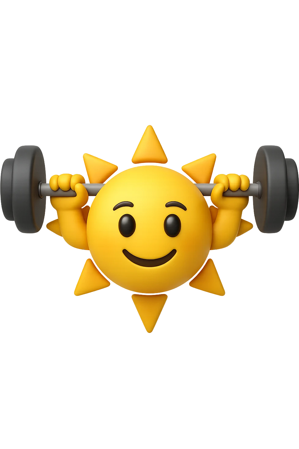 emoji stile iphone 3d di un sole che si allena con i pesi emoji