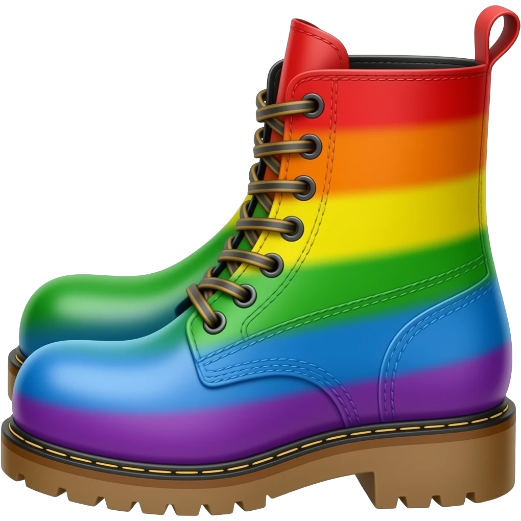 rainbow work boots viewed from the front emoji