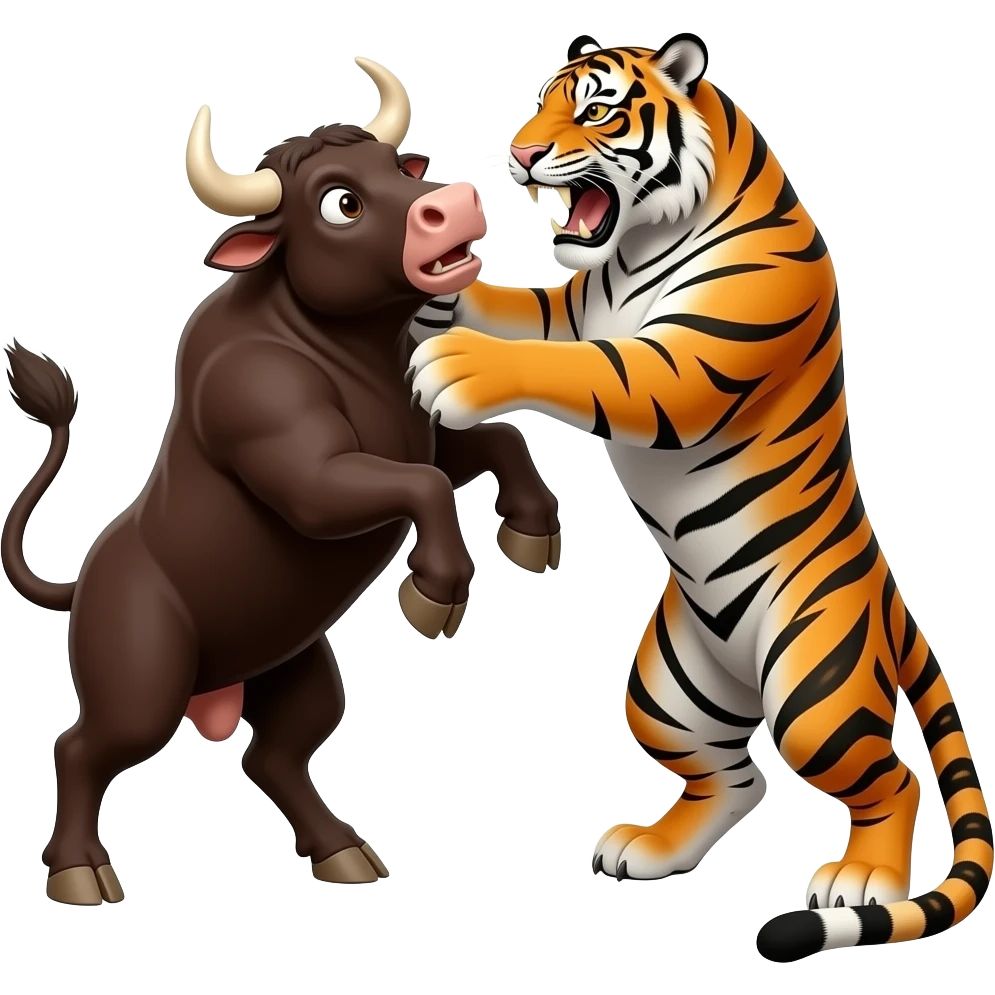 cow fighting tiger emoji