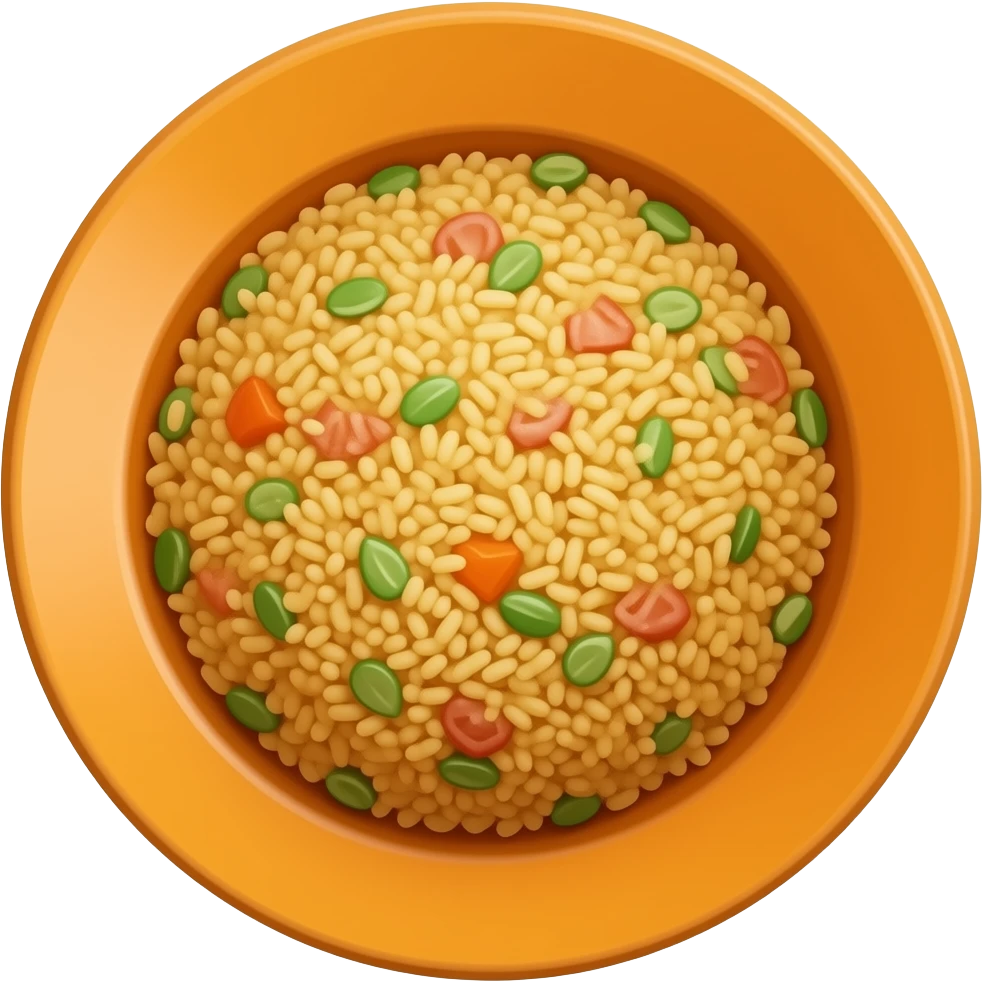  fried rice in a orange plate side emoji