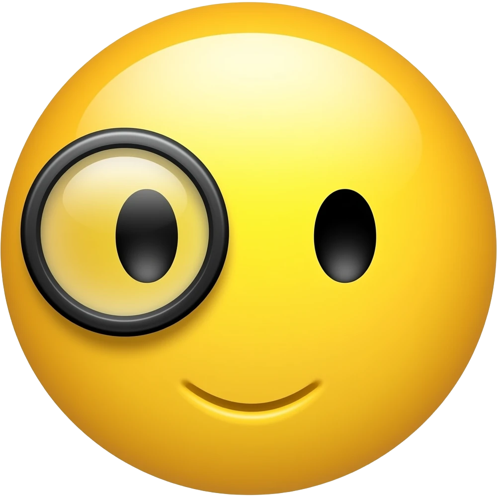Yellow circle having a face with no eyebrows and nose and having a monocle emoji