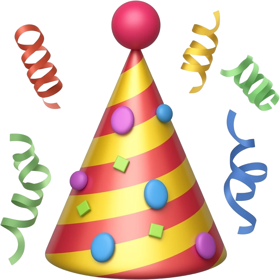 BIRTHDAY HORNS AND STREAMERS emoji