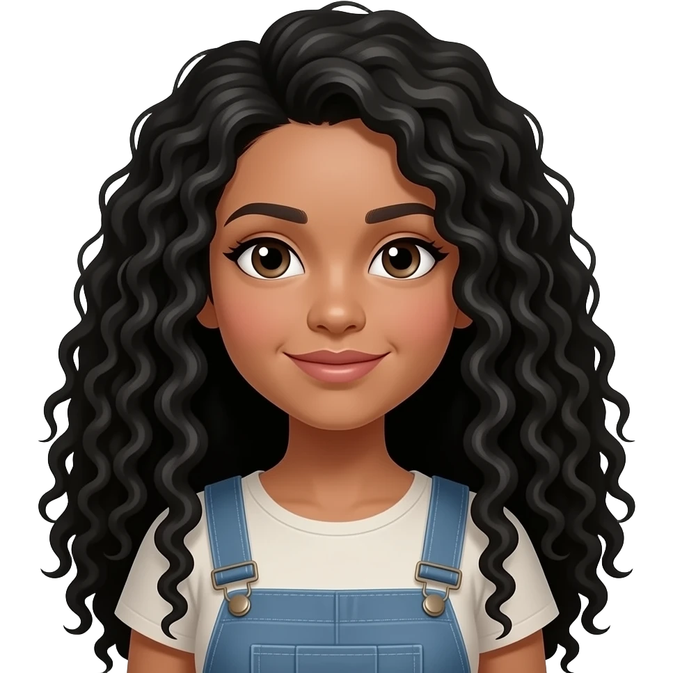 Fille avec cheveux noir long 1 metre boucler emoji