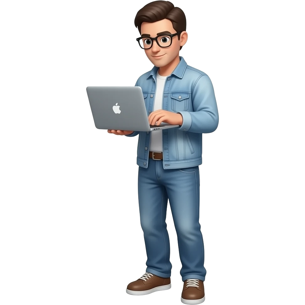 Man reading a macbook, full body emoji