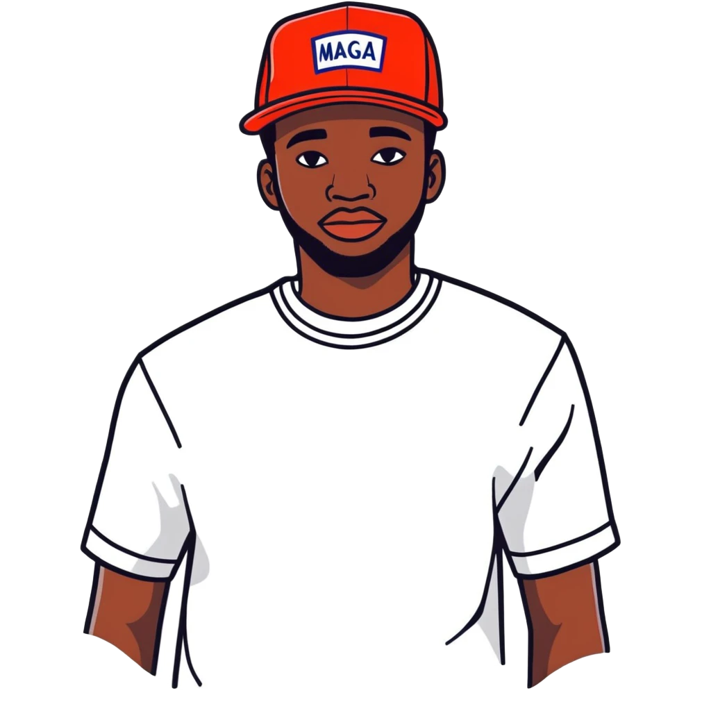 Black man wearing a MAGA hat emoji