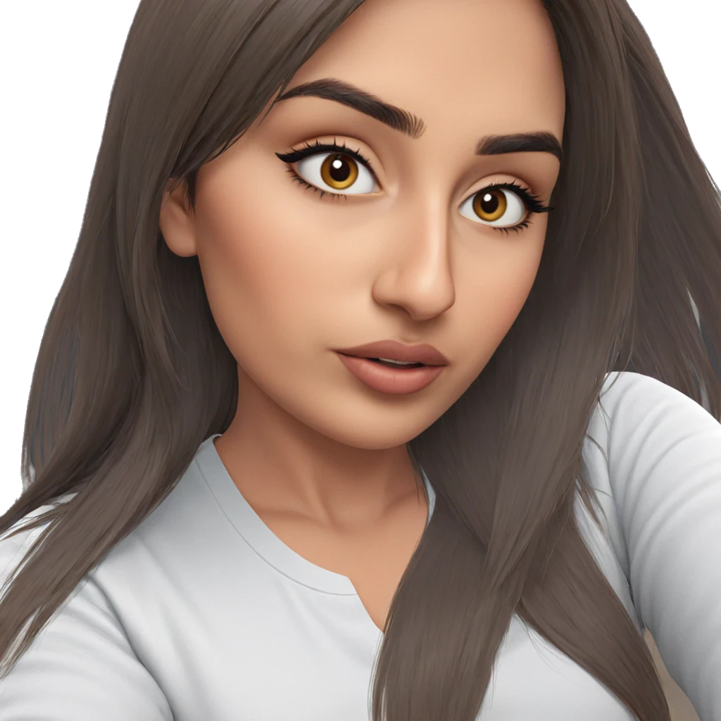 realistic girl with brown hair emoji