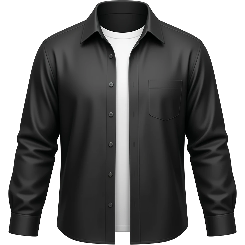 opened luxurious black casual shirt emoji