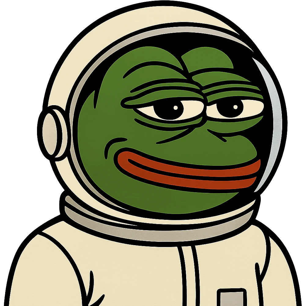 Pepe the Frog as an astronaut with space helmet, meme style emoji