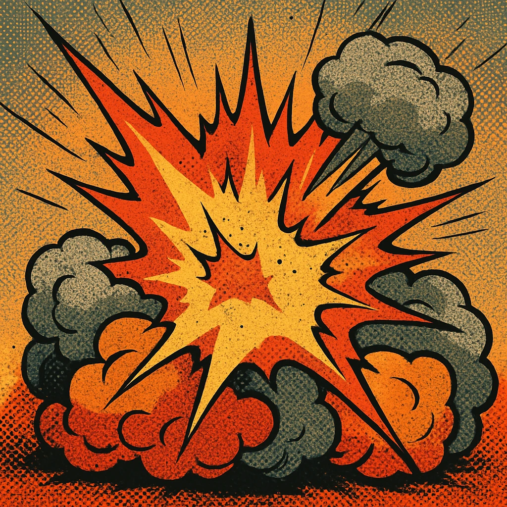 a dramatic explosion, old school comic book style emoji