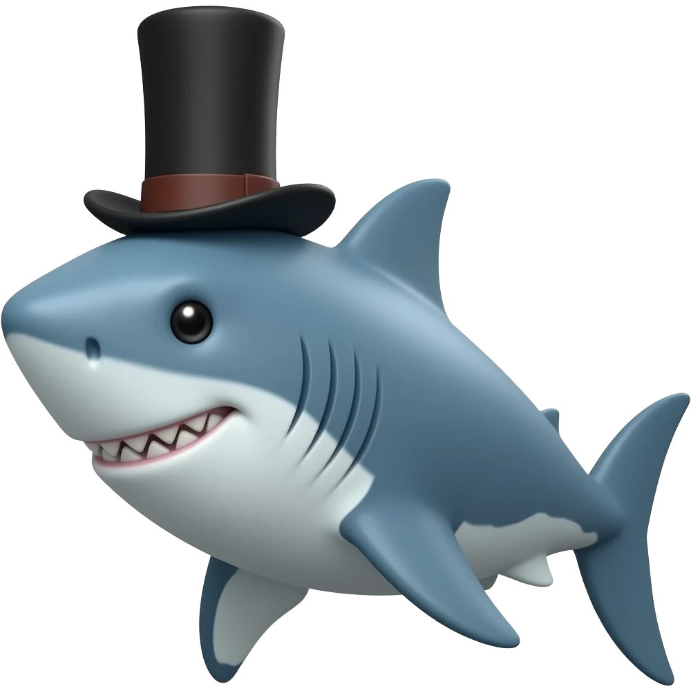 Shark with a top hat emoji