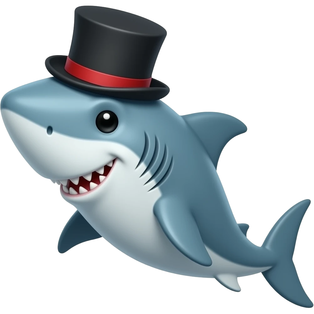 Shark with a top hat emoji