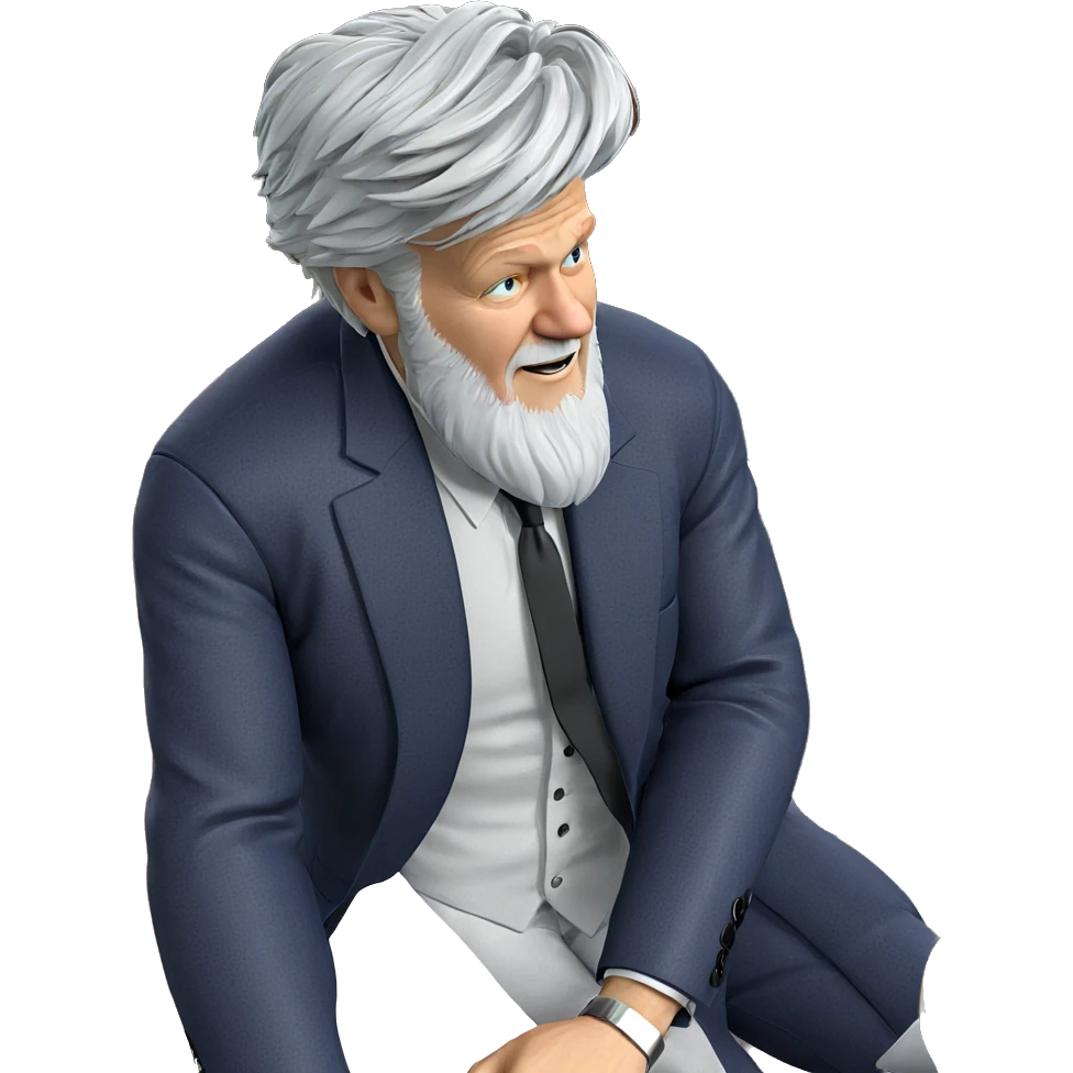 white haired man in suit emoji