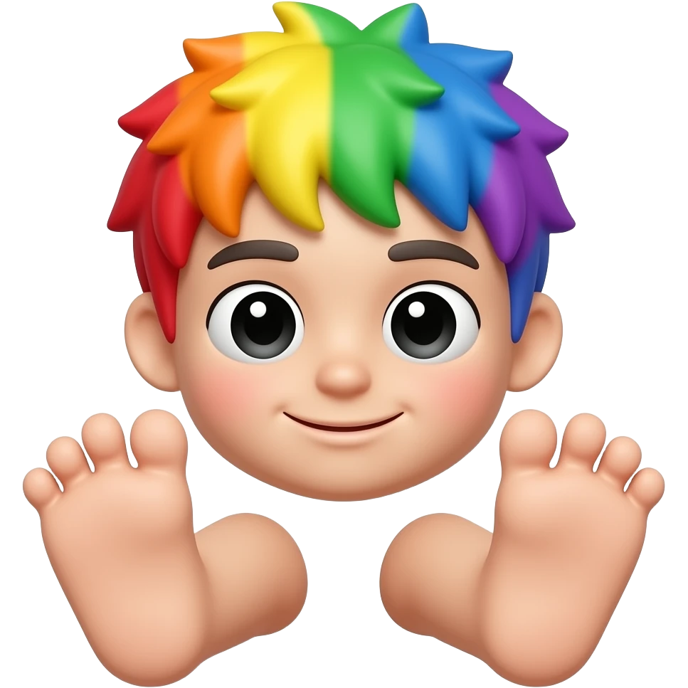 10 year old femboy feet fetish 3d emoji with child femboy gay face rainbow hair with feet emoji