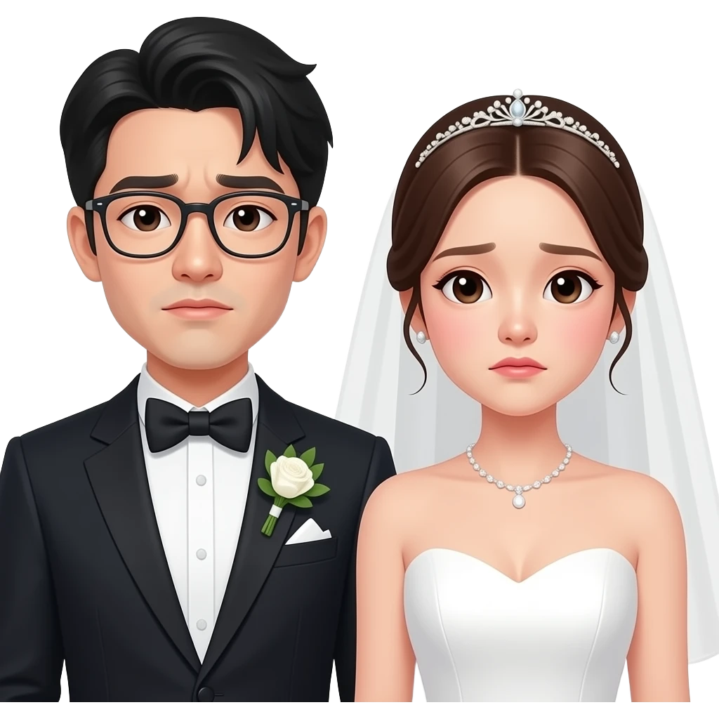 고민하는 한국인 신랑신부 emoji