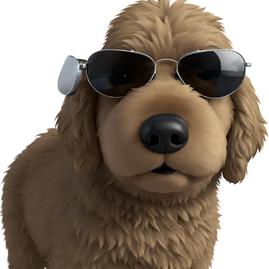 fluffy dog in aviator sunglasses emoji