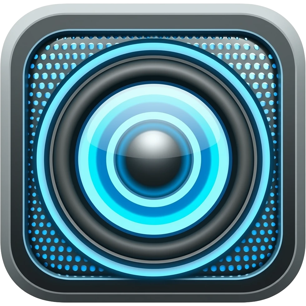 bluetooth speaker with blue neon emoji