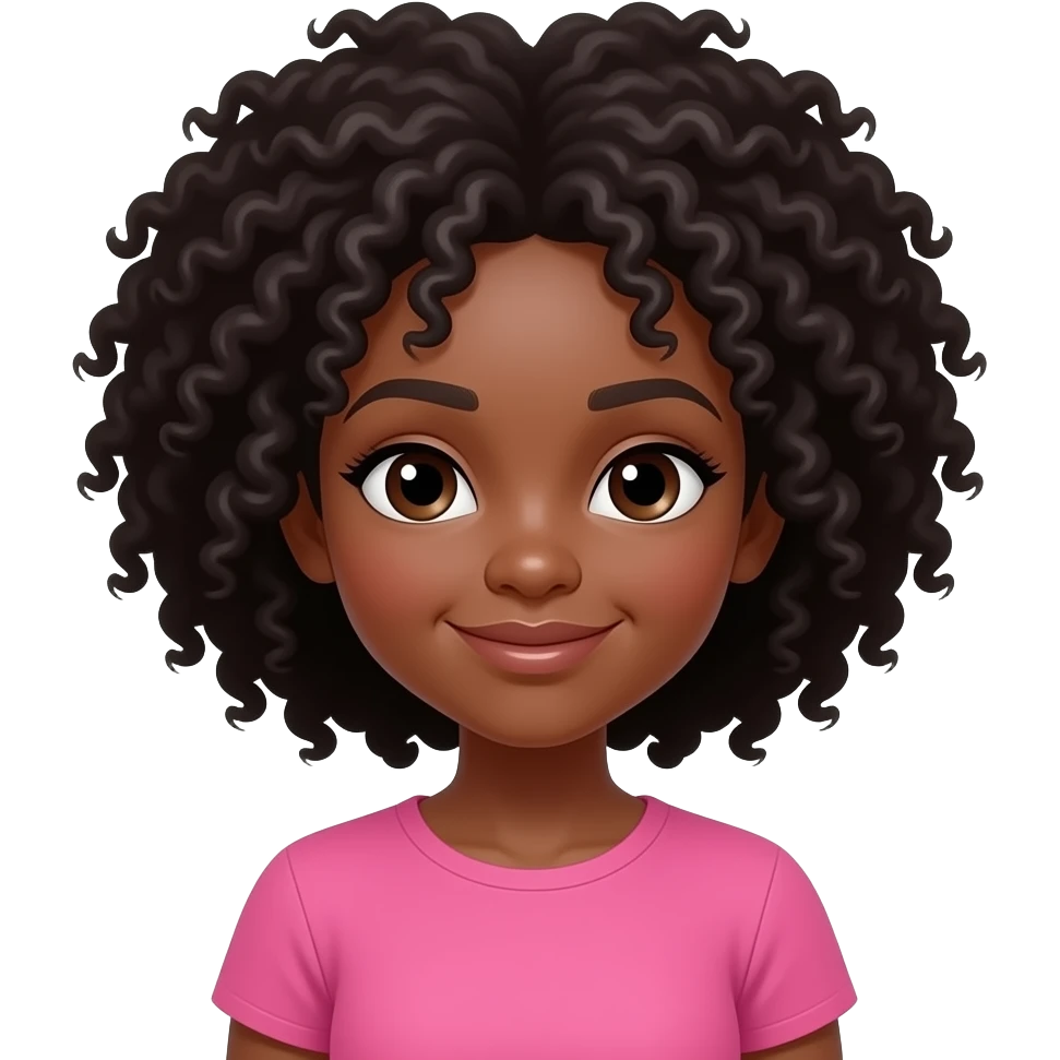 dark skin girl with pink clothes afro hairs emoji