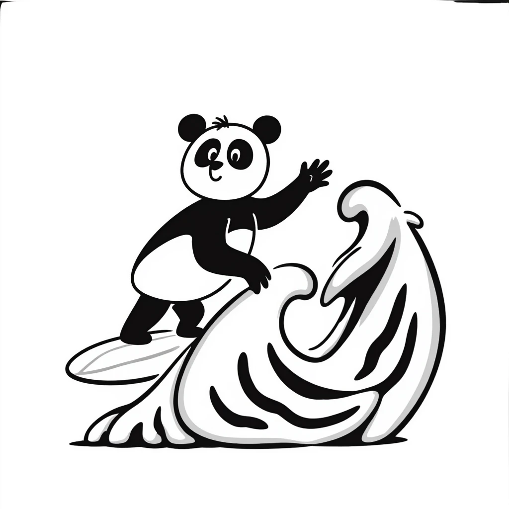 panda surfing on a wave emoji