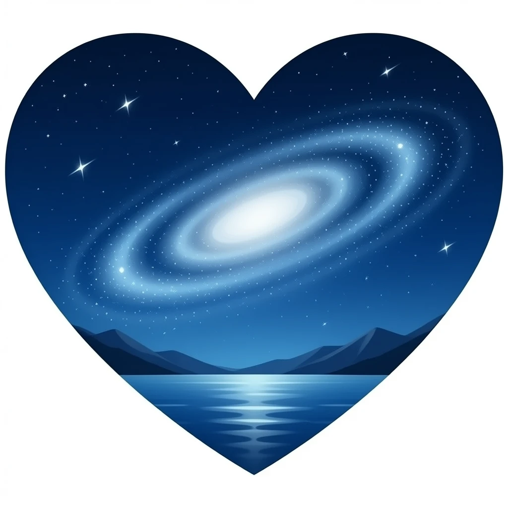 Blue galaxy big heart emoji