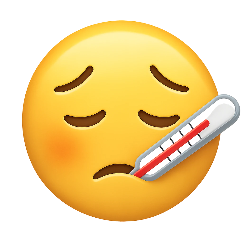 face with medical thermometer emoji, digital illustration, no background emoji