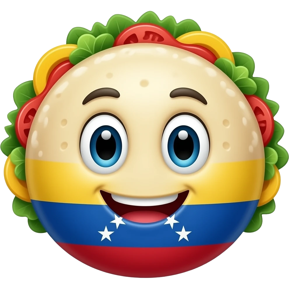 Quiero una mascota para una negocio de una arepa venezolana redonda emoji