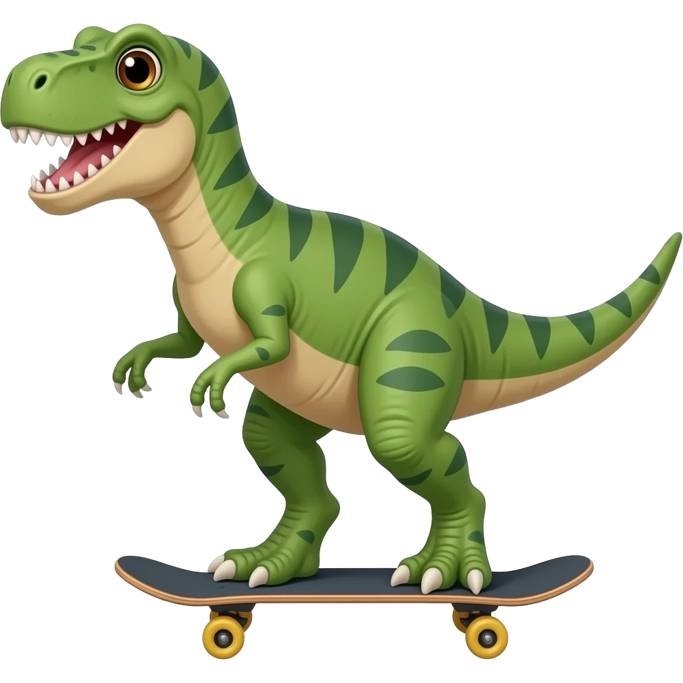 Dinosaur on a skateboard emoji