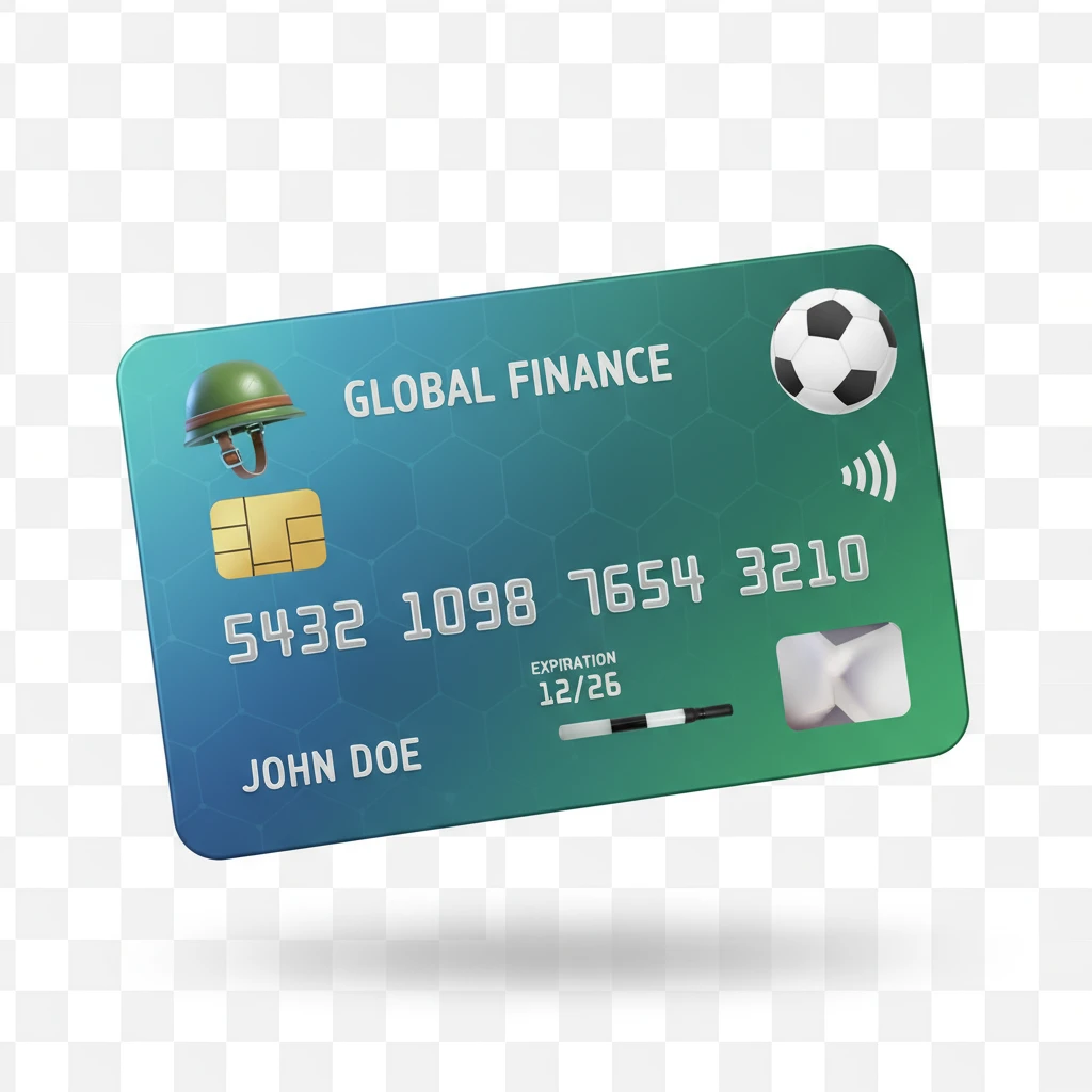 Используя слегка мультяшную, но при этом объемную стилистику cгенерируй кредитную карту, прозрачный фон emoji