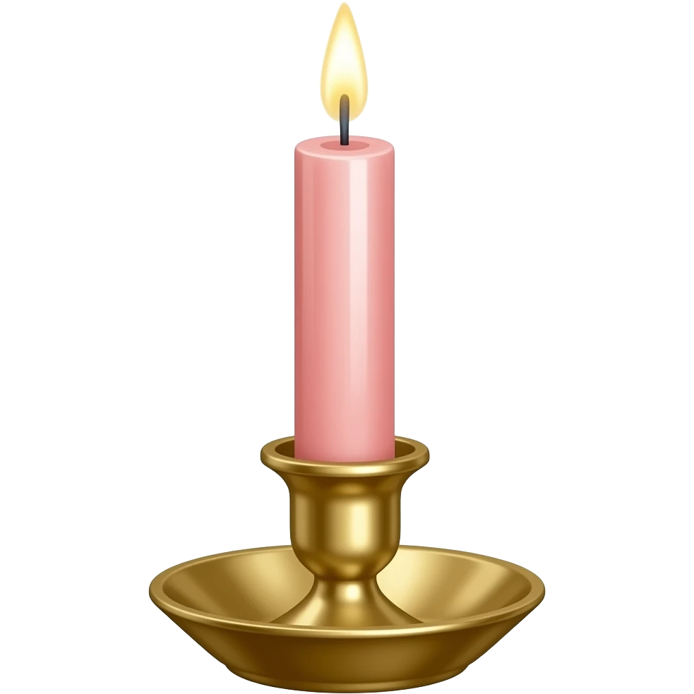 glossy soft smooth very Thin very tall neat petite cute slim dainty narrow Pastel Reddish-pinkish vintage candle in a tiny narrow gold candleholder emoji