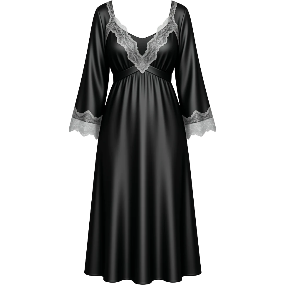Black silk night gown with lace emoji