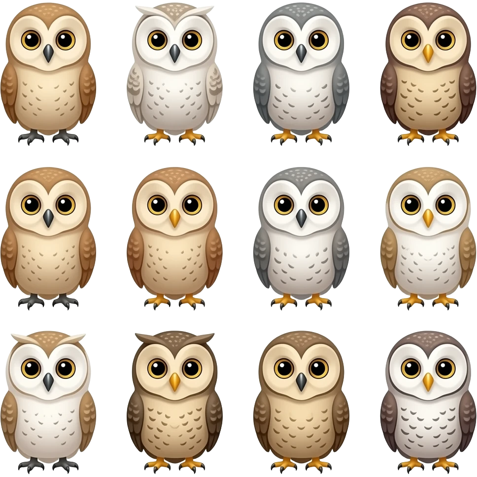 10 little owl baby and 100owl emoji