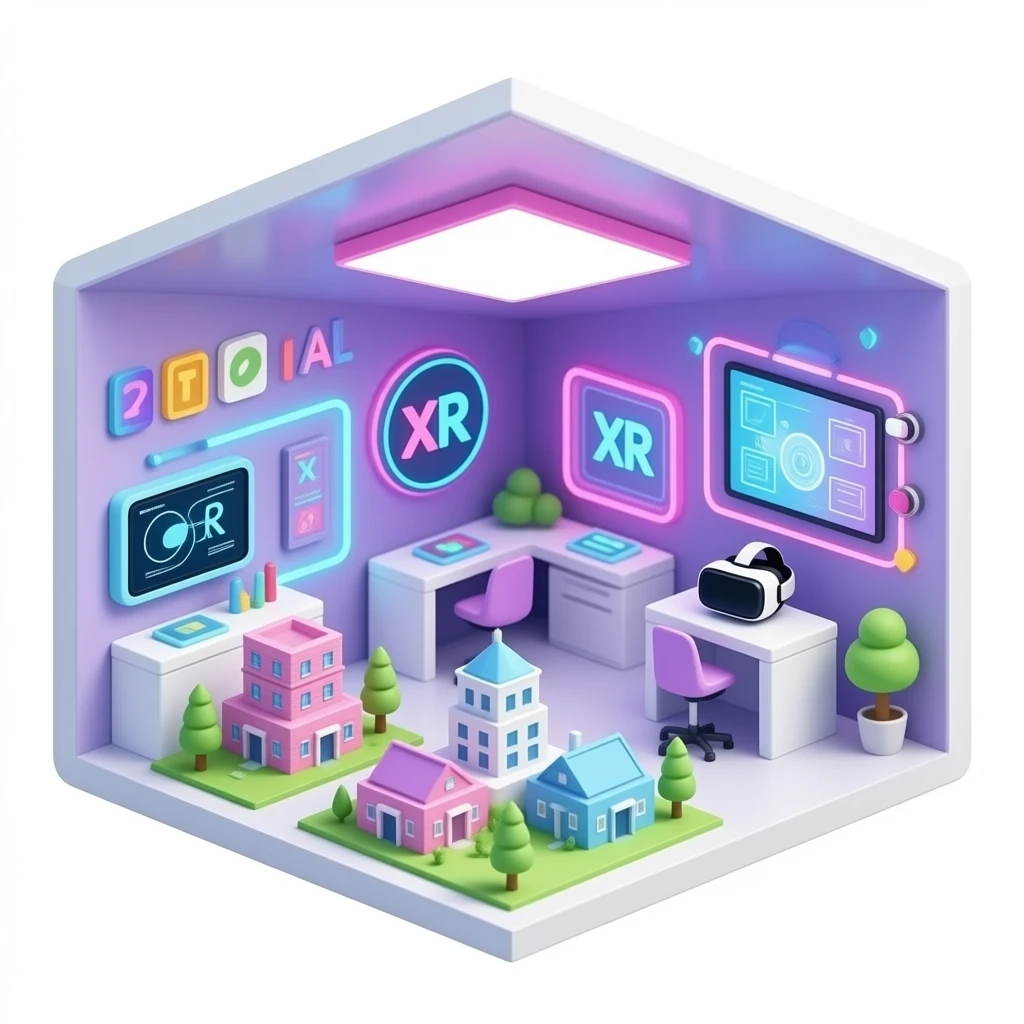 spatial design club, 3d, vaporwave, fun, quirky, VR, AR, XR emoji