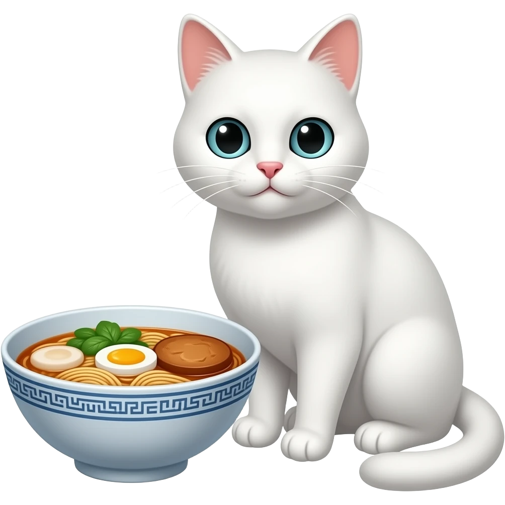 Ramen white cat emoji