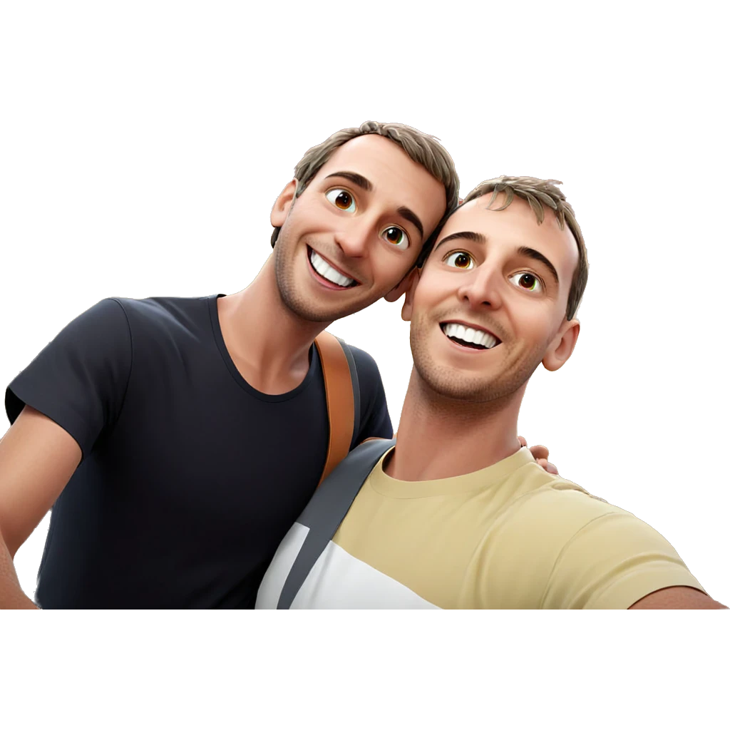 selfie of smiling friends emoji