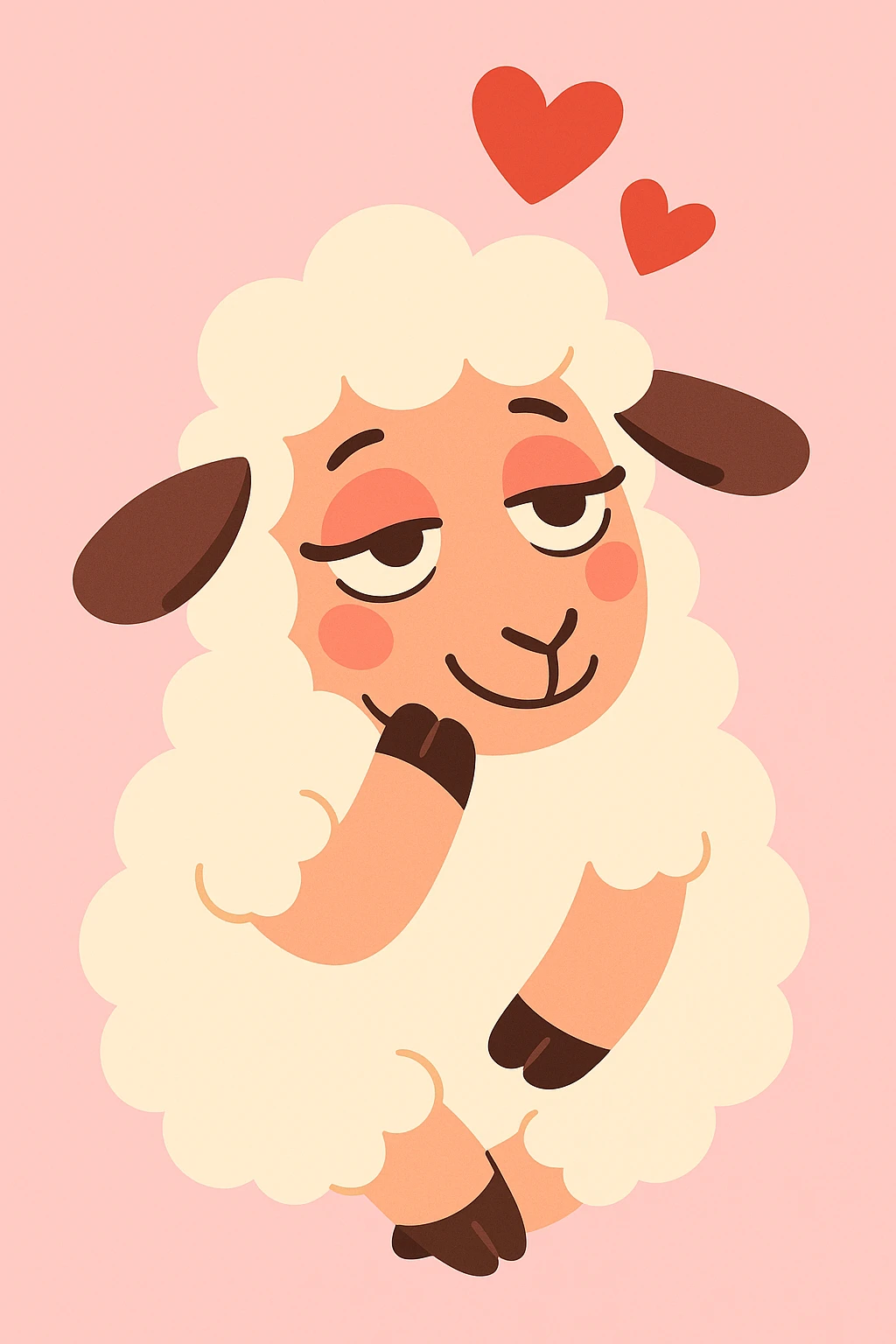 a cute sheep in love, dreamy eyes, pastel colors emoji